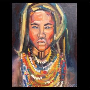 Original Oil Painting Tribal By LesLeaEllison